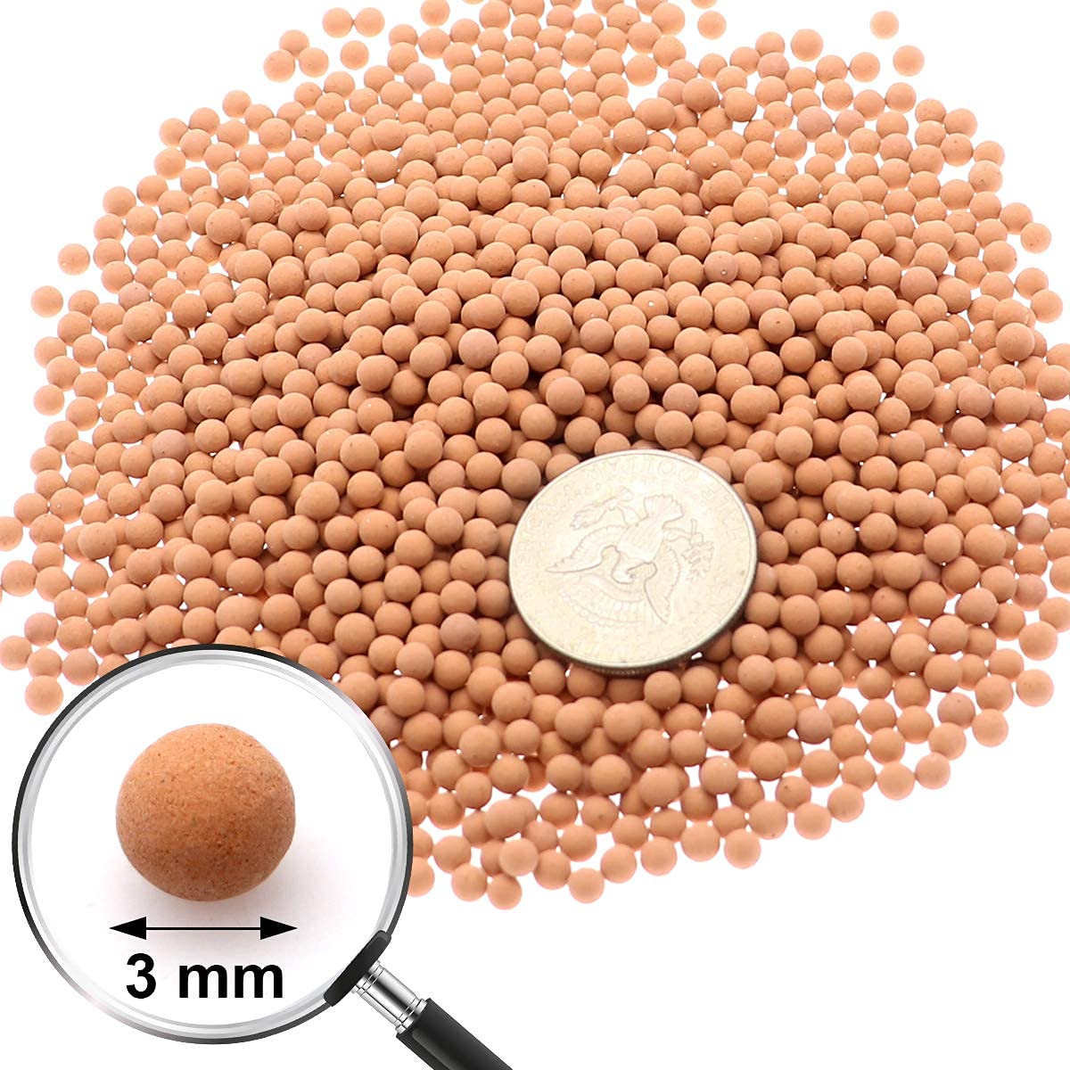 wohohoho 2.2lbs Mini Hydroponics Clay Pebbles, Upgraded 3mm-5mm Hydro Ceramsite Balls, Horticultural Top-Dressing Decorative Rocks for Aquaponics, Drainage Water, Purification, Cultivation