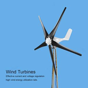 800W Windmill Generator, 5 Blade Small Wind Turbines Kit Industrial Energy Equipment (Black 12V)