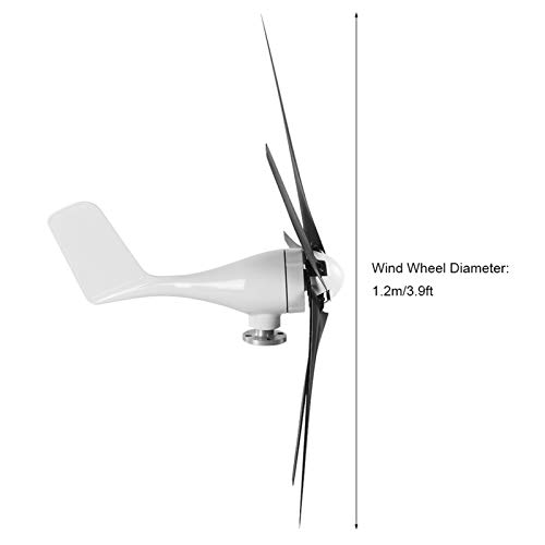 800W Windmill Generator, 5 Blade Small Wind Turbines Kit Industrial Energy Equipment (Black 12V)