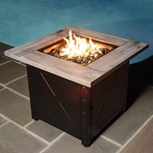 Endless Summer, The Mason, Square 30" Outdoor Propane Fire Pit, Includes Black Fire Glass, Matching Table Insert, & Protective Cover
