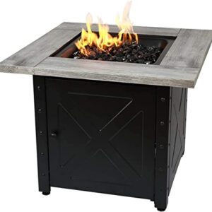 Endless Summer, The Mason, Square 30" Outdoor Propane Fire Pit, Includes Black Fire Glass, Matching Table Insert, & Protective Cover