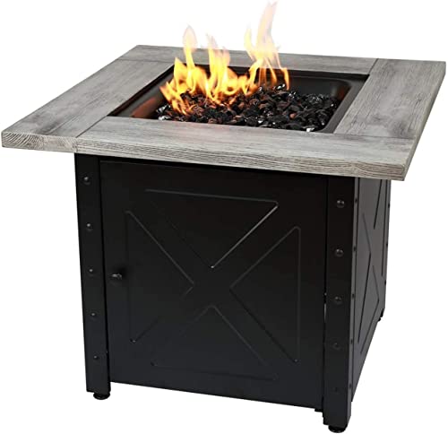 Endless Summer, The Mason, Square 30" Outdoor Propane Fire Pit, Includes Black Fire Glass, Matching Table Insert, & Protective Cover