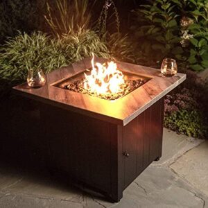 Endless Summer, The Mason, Square 30" Outdoor Propane Fire Pit, Includes Black Fire Glass, Matching Table Insert, & Protective Cover