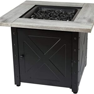 Endless Summer, The Mason, Square 30" Outdoor Propane Fire Pit, Includes Black Fire Glass, Matching Table Insert, & Protective Cover