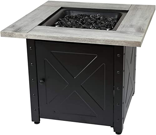 Endless Summer, The Mason, Square 30" Outdoor Propane Fire Pit, Includes Black Fire Glass, Matching Table Insert, & Protective Cover