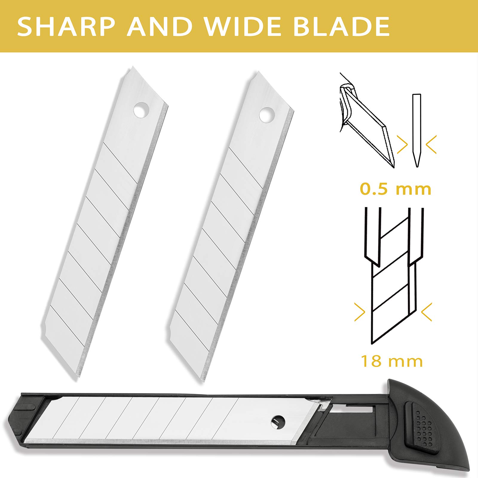 Wiltop Utility Knife, Heavy Duty Box Cutter with 2 Extra Retractable Blades Storage in Handle, Toughbuilt TPR Handle, ABS Body and Stainless Blade Slot