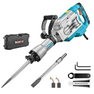 berserker 1700w 30-pound sds-hex demolition jack hammer,1-1/8" 14-amp corded electric heavy duty demo chipping hammer concrete/pavement breaker with carrying case flat chisel bull point chisel
