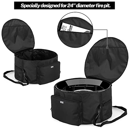 SAMDEW 24-Inch Outdoor Fire Pit Bag Compatible with Outland Firebowl Model 883 885, Firebowl Travel Carrying Case for 24-Inch Diameter Propane Gas Fire Pit, Black, Bag Only