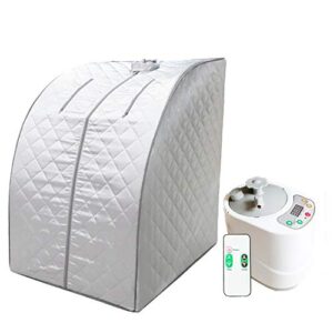 zonemel portable steam sauna,at home full body 1 person spa tent, 2l steamer with remote control, herbal box included(us plug, l 32”x w 28”x h 39”)