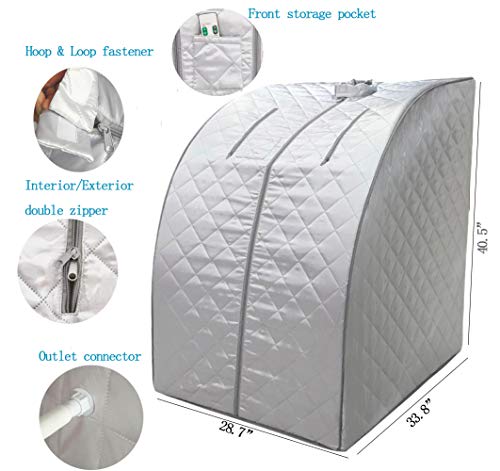 ZONEMEL Portable Steam Sauna,at Home Full Body 1 Person Spa Tent, 2L Steamer with Remote Control, Herbal Box Included(US Plug, L 32”X W 28”X H 39”)