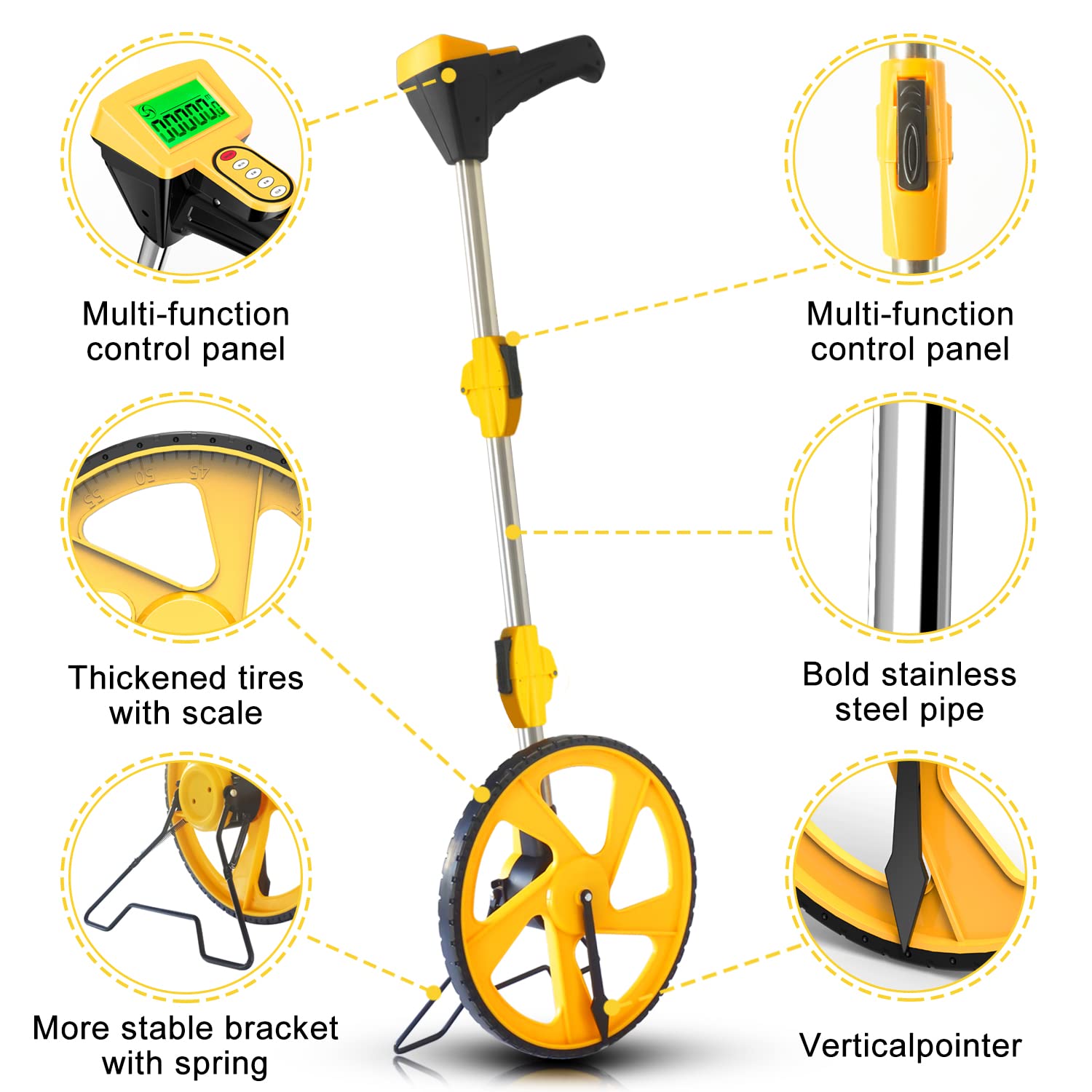 Zozen Measuring Wheel Digital Display, Foldable Feet/Meter Digital Measuring Wheel, Measure Wheel Digital with Backlit Display | Up to 99,999Ft/ 99,999M | Easy to Carrying With cloth backpack.