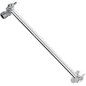 12 inch solid brass adjustable shower head extension arm flexible height & angle shower arm extender with lock joints, universal connection extra long shower extension arm, chrome finish