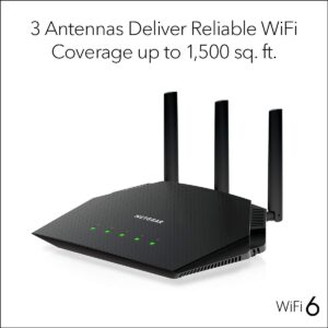 NETGEAR 4-Stream WiFi 6 Router (R6700AX) – AX1800 Wireless Speed (Up to 1.8 Gbps) | 1,500 sq. ft. Coverage (Renewed)