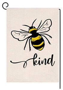 blkwht bee kind spring summer garden flag vertical double sided burlap yard outdoor decor 12.5 x 18 inches