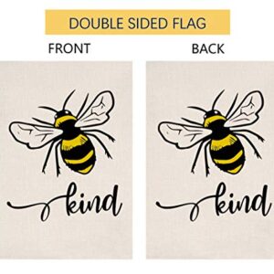 BLKWHT Bee Kind Spring Summer Garden Flag Vertical Double Sided Burlap Yard Outdoor Decor 12.5 x 18 Inches