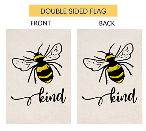 BLKWHT Bee Kind Spring Summer Garden Flag Vertical Double Sided Burlap Yard Outdoor Decor 12.5 x 18 Inches