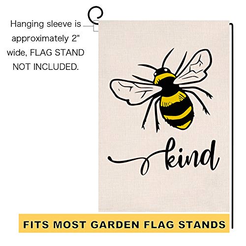 BLKWHT Bee Kind Spring Summer Garden Flag Vertical Double Sided Burlap Yard Outdoor Decor 12.5 x 18 Inches