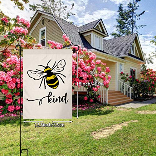 BLKWHT Bee Kind Spring Summer Garden Flag Vertical Double Sided Burlap Yard Outdoor Decor 12.5 x 18 Inches