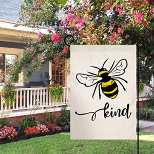 BLKWHT Bee Kind Spring Summer Garden Flag Vertical Double Sided Burlap Yard Outdoor Decor 12.5 x 18 Inches