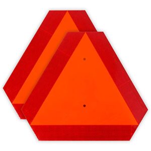2-pack slow moving vehicle triangle safety sign,14"x16" plastic, highly visible, engineering grade reflective for golf cart