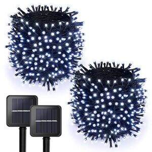 woohaha 2 pack solar string lights outdoor, 39ft 100 led 8 modes waterproof fairy lights, decoration for garden tree patio yard wedding party (100l-cool white)