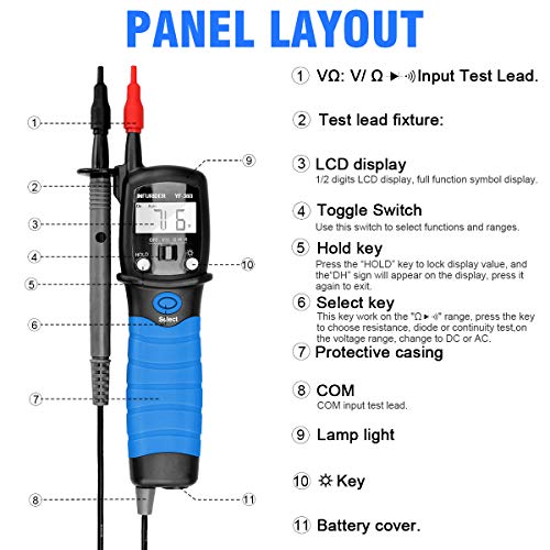 Digital Pen Type Multimeter INFURIDER YF-38B Auto-ranging Voltage Tester, Handheld Digital Multimeter Tester for DC AC Voltage,Resistance,Ohm Volt Test Meter with Diode Continuity