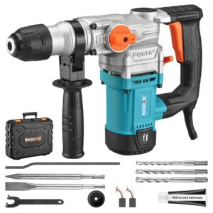 berserker 1-1/8" sds-plus rotary hammer drill with safety clutch,9 amp 3 functions corded rotomartillo for concrete - including 3 drill bits,flat chisel, point chisel,carrying case