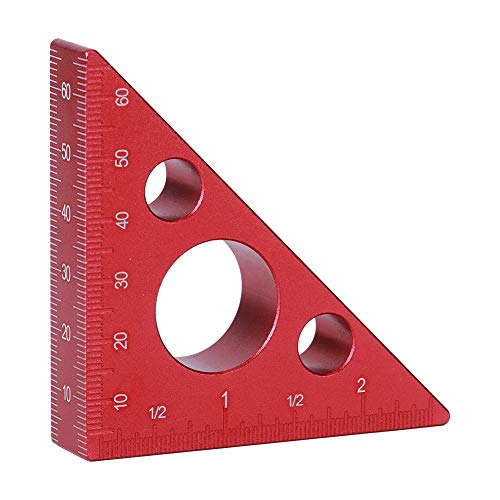 Jeanoko Waterproof Right Angle Triangle High Accurate 2in/6cm Aluminum Alloy Triangle Square Ruler Imperial Metric Scale for Carpenter