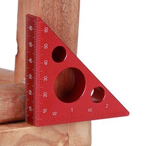 Jeanoko Waterproof Right Angle Triangle High Accurate 2in/6cm Aluminum Alloy Triangle Square Ruler Imperial Metric Scale for Carpenter