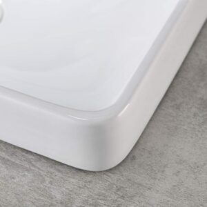 VESLA HOME 23 x 18 inch Large Rectangular Porcelain Ceramic Drop in Bathroom Vessel Sink,Modern Above Counter Basin for Lavatory Vanity Cabinet