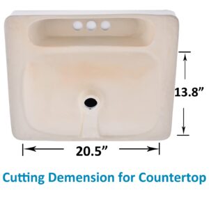 VESLA HOME 23 x 18 inch Large Rectangular Porcelain Ceramic Drop in Bathroom Vessel Sink,Modern Above Counter Basin for Lavatory Vanity Cabinet