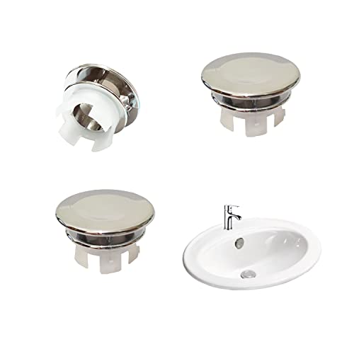 4 Pack Basin Sink Overflow Cap, Sink Overflow Cover, Solid Round Hole Cover Replacement Insert in Hole Caps (22mm-24mm) for Bathroom Kitchen