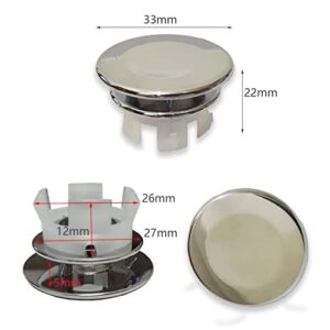 4 Pack Basin Sink Overflow Cap, Sink Overflow Cover, Solid Round Hole Cover Replacement Insert in Hole Caps (22mm-24mm) for Bathroom Kitchen