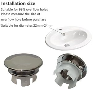 4 Pack Basin Sink Overflow Cap, Sink Overflow Cover, Solid Round Hole Cover Replacement Insert in Hole Caps (22mm-24mm) for Bathroom Kitchen