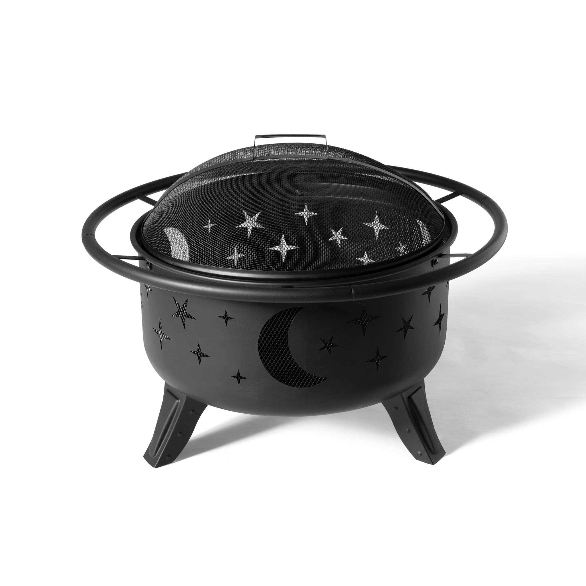 Amazon Basics Moon and Star Round Wood Burning Fire Pit - 32-Inch, Black