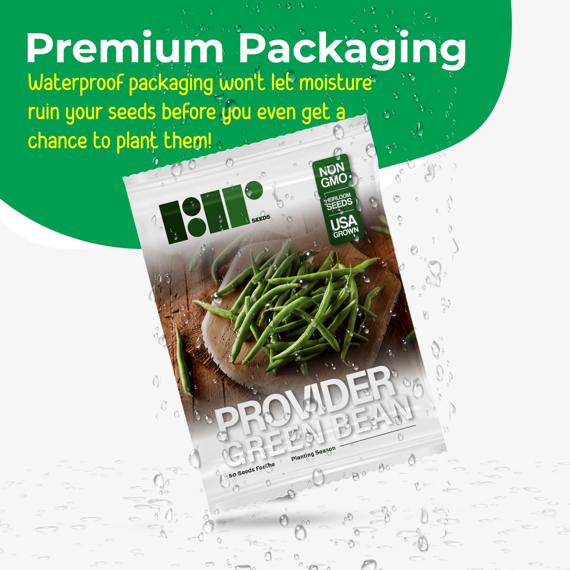 50 Green Bean Seeds for Planting - Provider - Bush Bean - Heirloom Non-GMO Vegetable Seeds for Planting