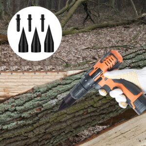 ULTECHNOVO Wood Splitting Drill Bit Firewood Chopper Drill Bits Firewood Log Splitter Heavy Duty Wood Drill Screw Cone Driver Kindling Splitter for Electric Drill 42mm 3pcs