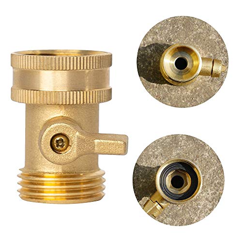 Xiny Tool Brass Garden Hose Shut Off Valve, Heavy Duty 3/4 Inch Solid Brass Garden Hose Shut Off Valve with 4 Extra Rubber Washers (4)