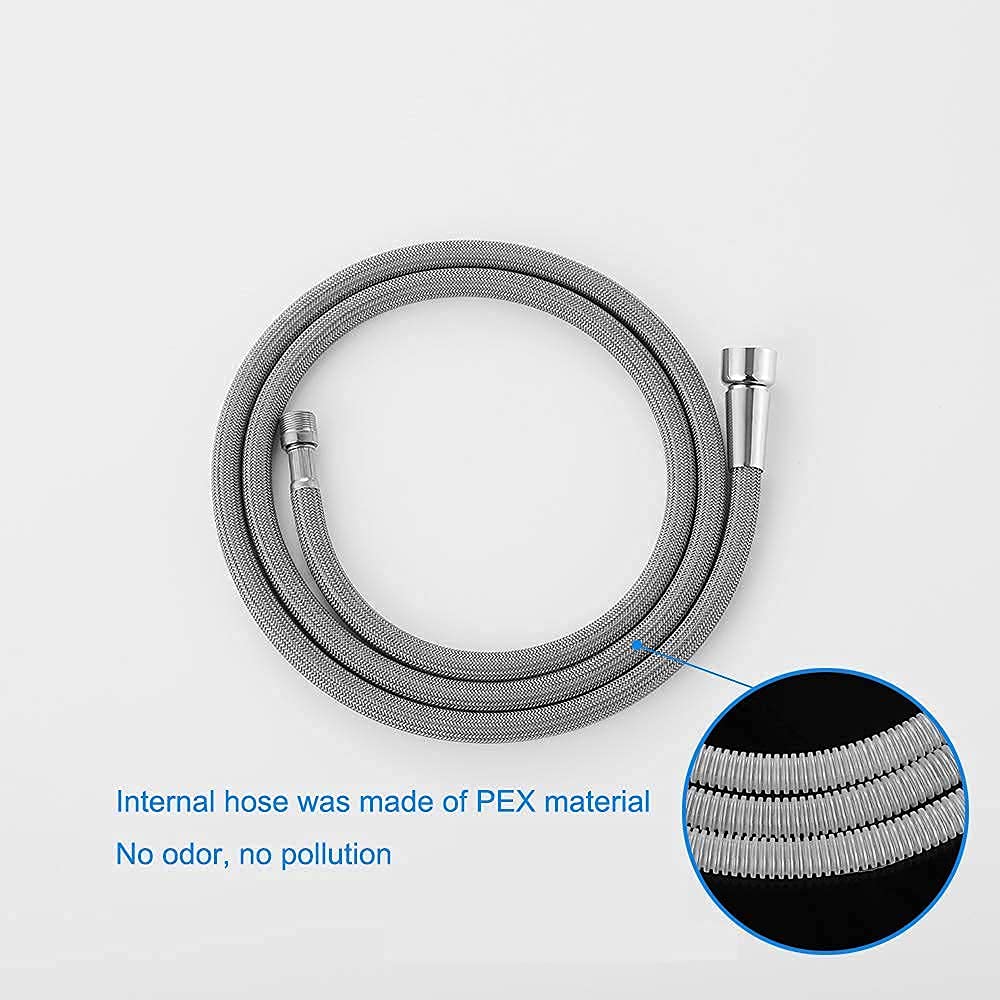 Bainser Pull Out Faucet Hose Replacement, M15 x G1/2 x 150cm, Pull Down Faucet Sprayer Hose, Anti-entanglement, Nylon Gray - Non Universal