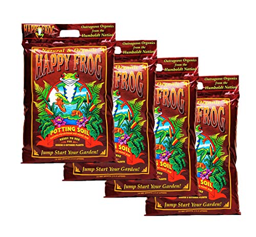 FoxFarm FX14054 Happy Frog Nutrient Rich and pH Adjusted Rapid Growth Garden Potting Soil Mix is Ready to Use, 12 Quart (4 Pack)