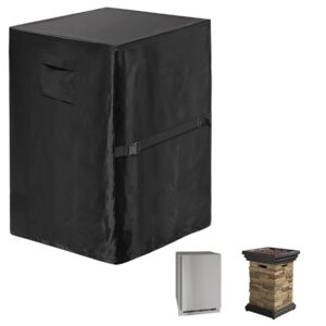 womaco patio fire column cover 21 inch waterproof outdoor tall fire pit mini fridge covers for outside propane fire column protector water-resistant refrigerator cover (21" l x 21" w x 35" h, black)