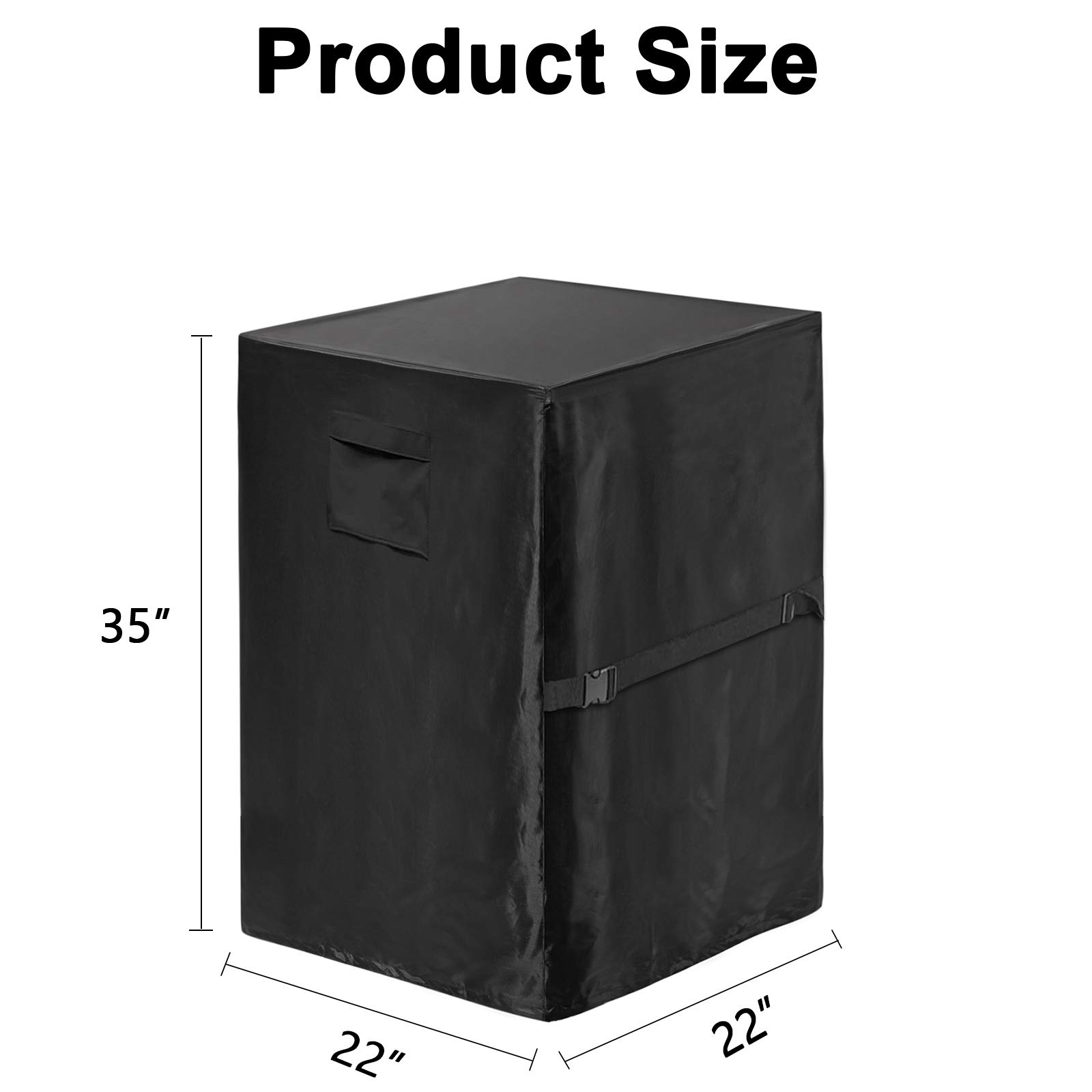 WOMACO Patio Fire Column Cover 21 Inch Waterproof Outdoor Tall Fire Pit Mini Fridge Covers for Outside Propane Fire Column Protector Water-Resistant Refrigerator Cover (21" L x 21" W x 35" H, Black)