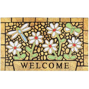 chichic door mat, welcome mat 17x 30 inch front door mat outdoors for home entrance outdoors mat for outside entry way doormat entry rugs, heavy duty non slip rubber back low profile, dragonfly