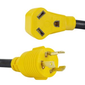 3 Prong RV Generator Adapter Cord,NEMA L5-30P to TT-30R,30 Amp 125V Generator to RV Adapter with 1FT,Heavy Duty SJTW 10/3 Cord, Yellow