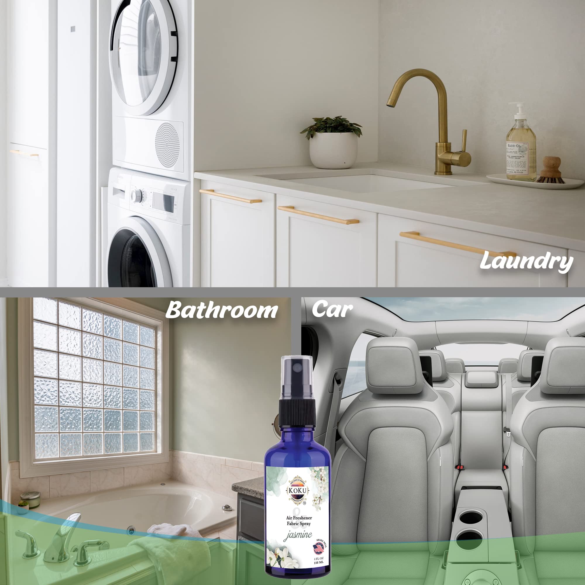 Jasmine Air Freshener - Room Spray - Odor Eliminator - Deodorizer - Car Air Freshener - Home Spray - Linen Spray - Fabric Refresher - Non-Toxic - Alcohol Free – 4 Oz