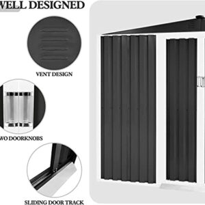 Oakmont Outdoor Garden Storage Shed 6' × 8' Feet Walk-in Garden Tool House with Double Sliding Doors, Yard Lawn (Grey)