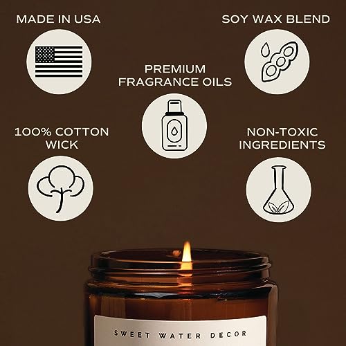 Sweet Water Decor Salt and Sea Candle | Citrus, Amber, Summer Scented Soy Candles for Home | 9oz Amber Jar, 40 Hour Burn Time, Made in the USA