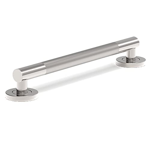 AmeriLuck 16 inches Designer Bath Safety Grab Bar with Anti-Slip Peened Grip, ADA Compliant 500lbs Loading Capacity, Collection Glacier, Stainless Steel Brushed