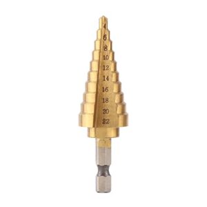 step drill bit, high speed steel hole drill bit, coated drill bit hole cutter hex shank power tools 4-22mm for soft materials