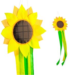 madrona brands sunflower windsock | durable outdoor hanging decoration | yard, garden, patio, home and more | 42-inch
